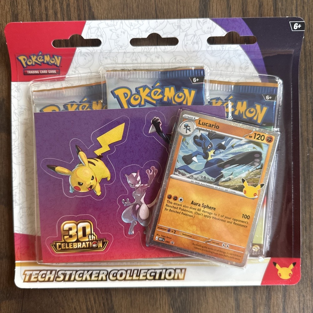 Pokemon TCG 30th Celebration Tech Sticker Collection Lucario Promo NEW Sealed